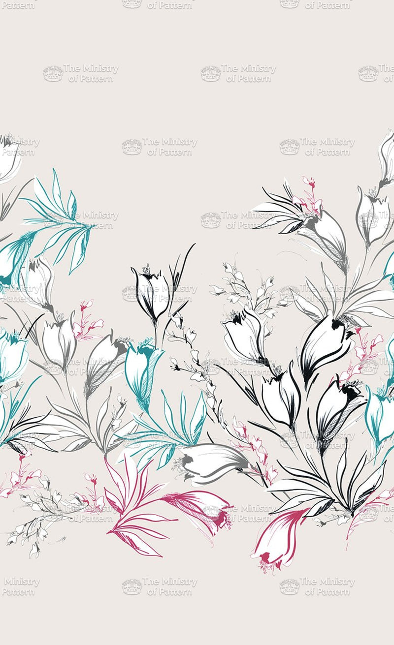 Hand Drawn Graphic Stemmed Floral