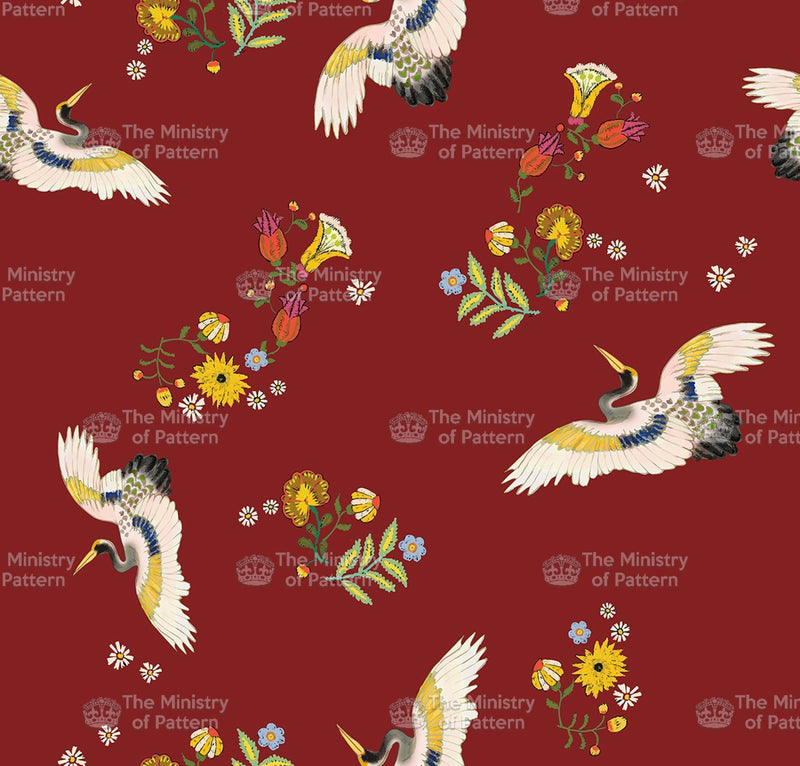 Embroidery Flower Birds