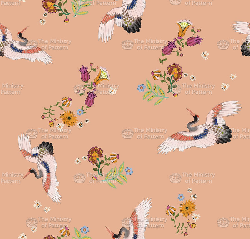 Embroidery Flower Birds