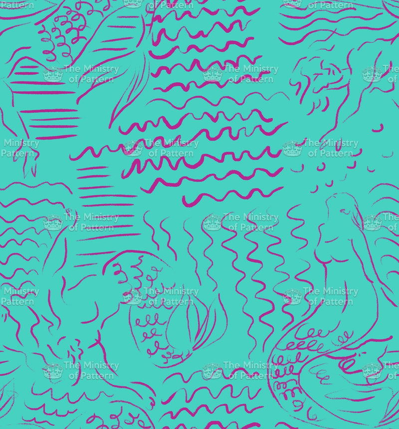 Illustrated Mermaid - The Ministry Of Pattern - Patternsforlicensing-textilestudio-printdesignstudio-trendinspiration-digitalprintdesign-exclusivepattern-printtrends-patternoftheweek